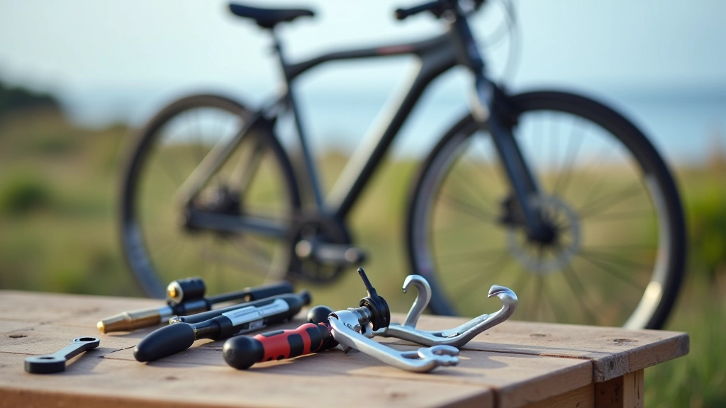 Herramientas básicas de mantenimiento de bicicleta sobre una mesa